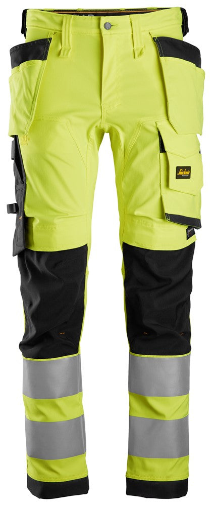 Pantaloni stretch in alta visibilità con tasche esterne, classe 2 6243