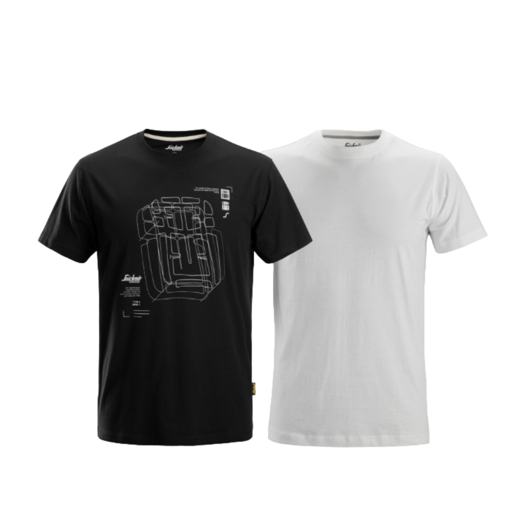 T-Shirt con motivo stampato, confezione doppia 2522