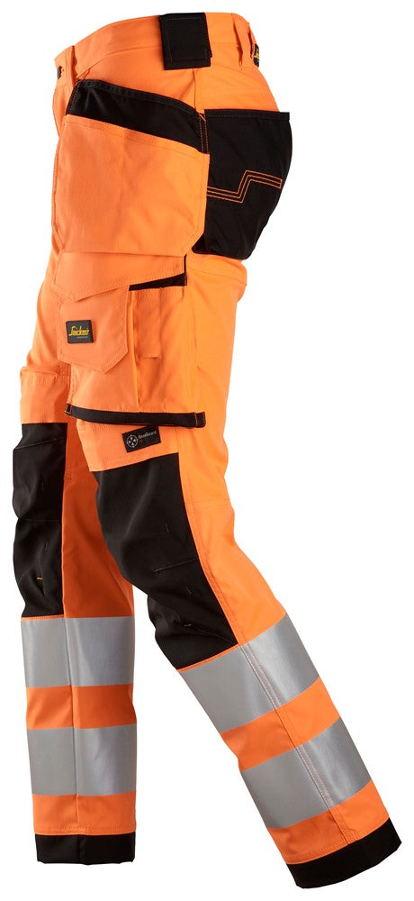 Pantaloni stretch in alta visibilità con tasche esterne, classe 2 6243